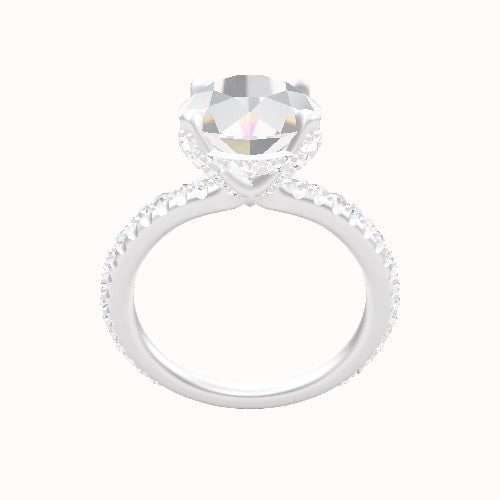 3/4 Pave Engagement Ring With Pave Basket Head