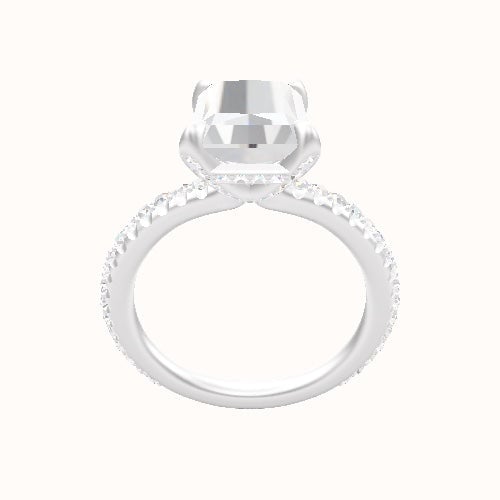 3/4 Pave Engagement Ring With Pave Basket Head