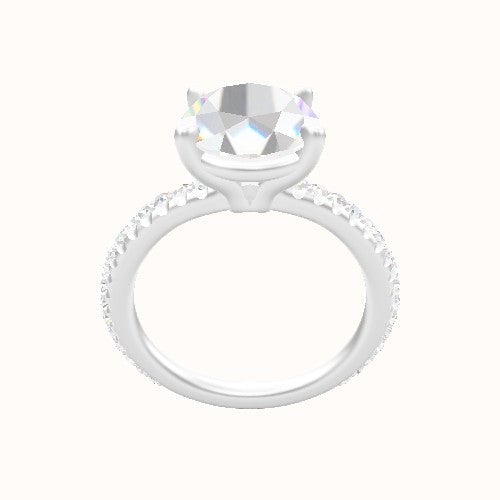3/4 Pave Engagement Ring With Standard Four Prong Head