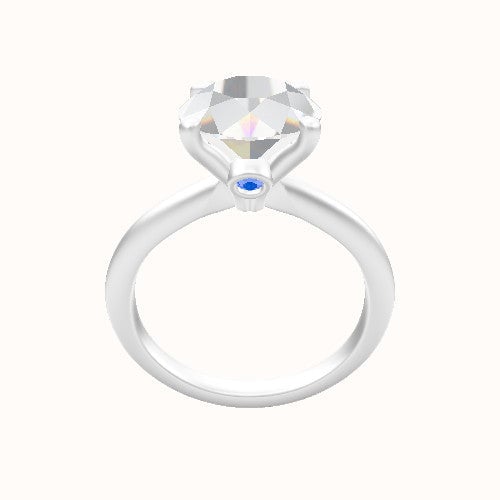 Beveled Solitaire Engagement Ring With Accent Diamond Head