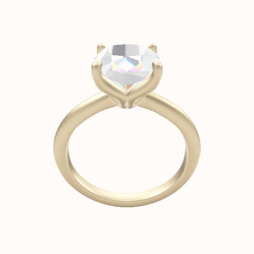 Beveled Solitaire Engagement Ring With Petal Four Prong Head