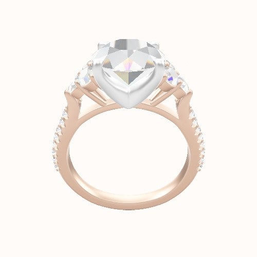 Cathedral Band with Baguette Sidestones Engagement Ring With Four Prong Head