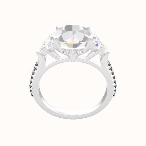 Cathedral Band with Baguette Sidestones Engagement Ring With Front set gallery Head