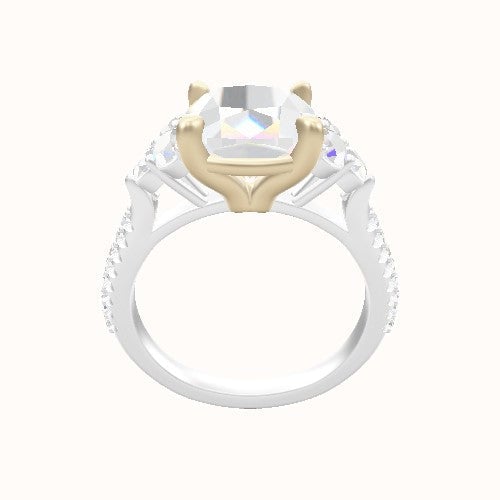 Cathedral Band with Baguette Sidestones Engagement Ring With Standard Four Prong Head