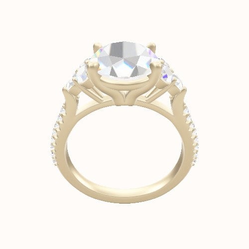 Cathedral Band with Baguette Sidestones Engagement Ring With Standard Four Prong Head