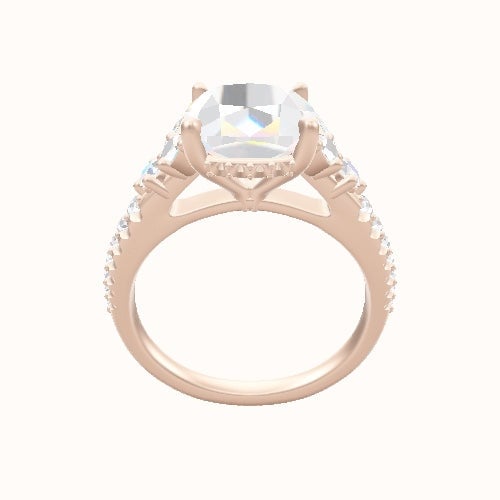Cathedral Band with Marquise & Round Sidestone Trio Engagement Ring With Front set gallery Head
