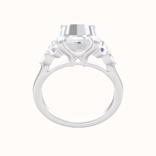 Cathedral Band with Marquise & Round Sidestone Trio Engagement Ring With X Gallery Head