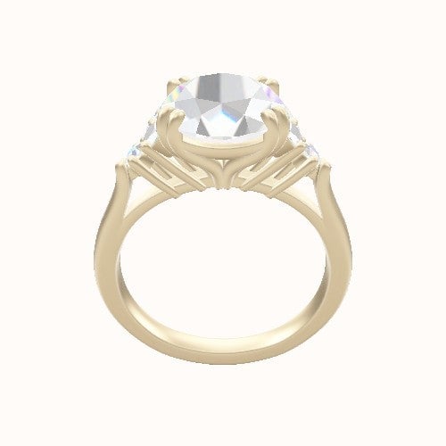 Cathedral Band with Marquise & Round Sidestones Engagement Ring With Double Prongs Head