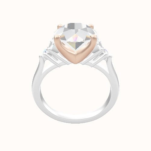 Cathedral Band with Marquise & Round Sidestones Engagement Ring With Four Prong Head