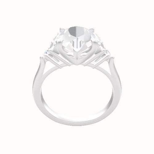 Cathedral Band with Marquise & Round Sidestones Engagement Ring With Four Prong Head