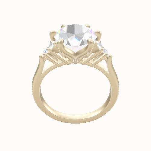 Cathedral Band with Marquise & Round Sidestones Engagement Ring With Petal Six Prong Head