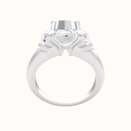 Cathedral Band with Round Sidestone Trio Engagement Ring With X Gallery Head