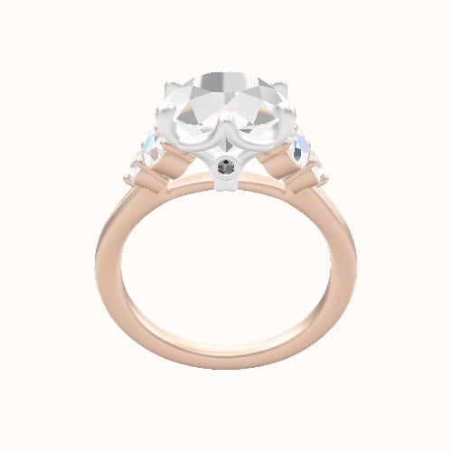 Cathedral Band with Round Sidestones (0.50 CTW) Engagement Ring With Crown Six Prong w. accent Diamond Head