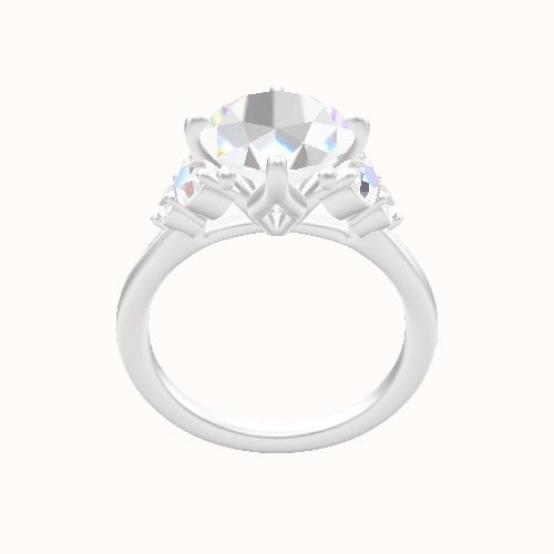 Cathedral Band with Round Sidestones (0.50 CTW) Engagement Ring With Petal Compass Prong Head