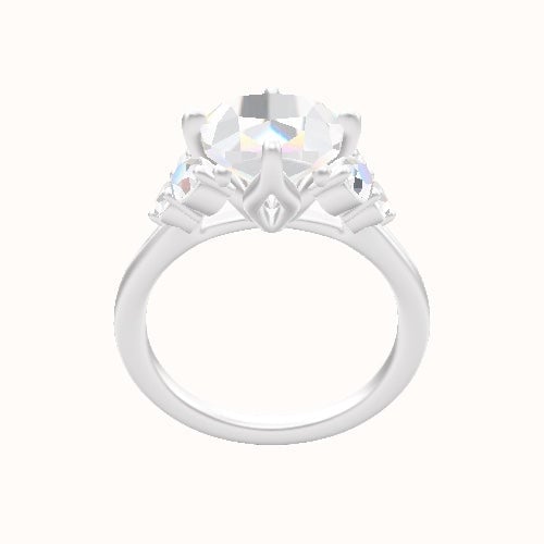 Cathedral Band with Round Sidestones (0.50 CTW) Engagement Ring With Petal Compass Prong Head