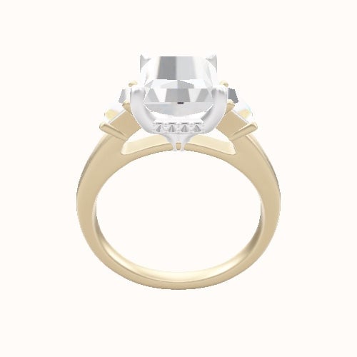 Cathedral Band with Round & Straight Baguette Sidestones Engagement Ring With Front set gallery Head