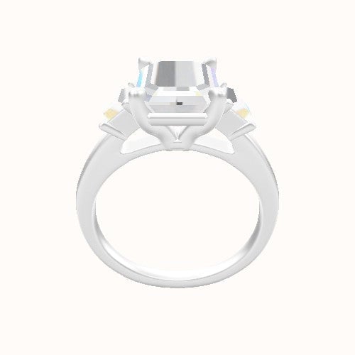 Cathedral Band with Round & Straight Baguette Sidestones Engagement Ring With Standard Four Prong Head