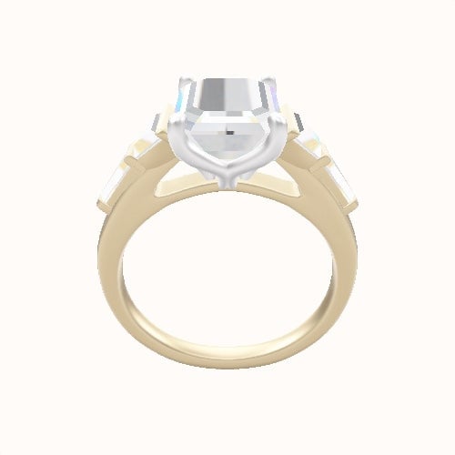 Cathedral Band with Trillion Sidestones Engagement Ring With Petal Four Prong Head