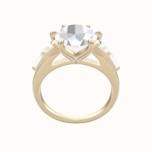 Cathedral Band with Trillion Sidestones Engagement Ring With Petal Six Prong Head
