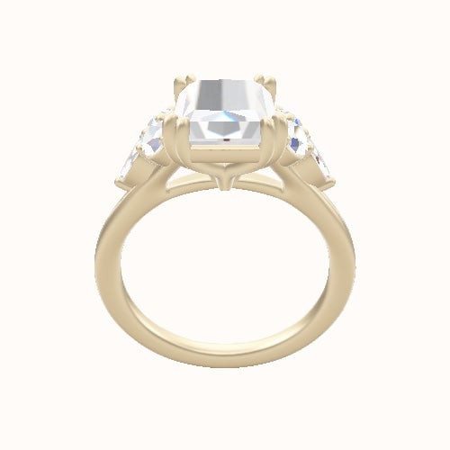Cathedral Diamond Band with Marquise & Round Sidestone Trio Engagement Ring With Double Prongs Head