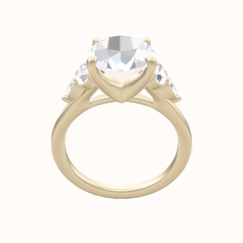 Cathedral Diamond Band with Marquise & Round Sidestone Trio Engagement Ring With Four Prong Head