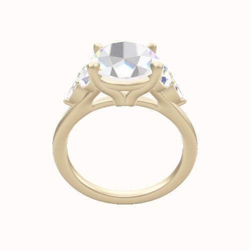 Cathedral Diamond Band with Marquise & Round Sidestone Trio Engagement Ring With Standard Four Prong Head