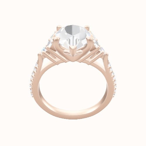 Cathedral Diamond Band with Marquise & Round Sidestones Engagement Ring With Four Prong Head