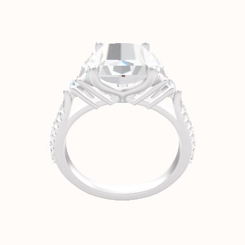 Cathedral Diamond Band with Marquise & Round Sidestones Engagement Ring With Petal Four Prong Head