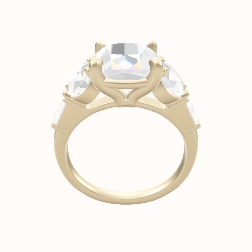 Cathedral Diamond Band with Tapered Baguette Sidestones Engagement Ring With Standard Four Prong Head