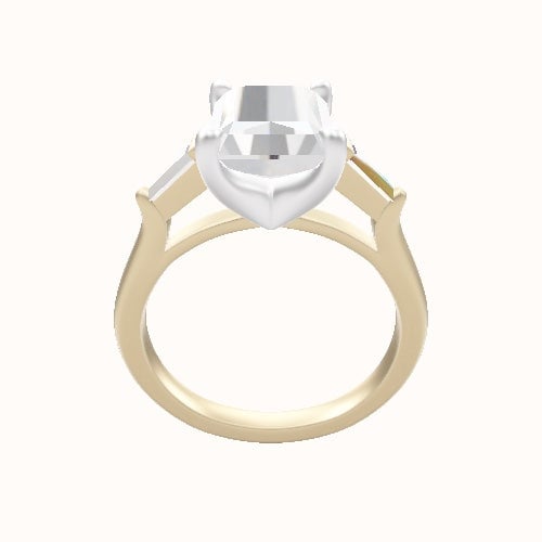 Cathedral Diamond Band with Trillion Sidestones Engagement Ring With Four Prong Head