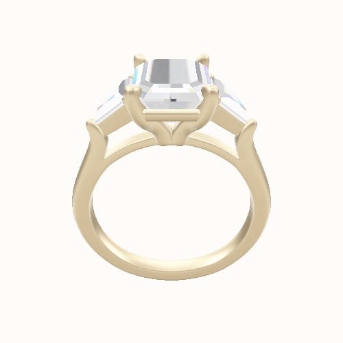 Cathedral Diamond Band with Trillion Sidestones Engagement Ring With Standard Four Prong Head