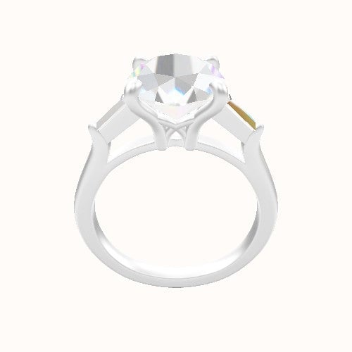 Cathedral Diamond Band with Trillion Sidestones Engagement Ring With X Gallery Head