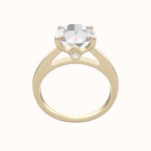 Cathedral Engagement Ring With Crown Four Prong w. Surprise Diamond Head