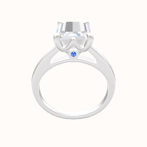 Cathedral Engagement Ring With Crown Six Prong w. accent Diamond Head