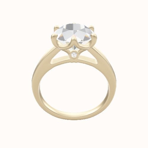 Cathedral Engagement Ring With Crown Six Prong w. accent Diamond Head