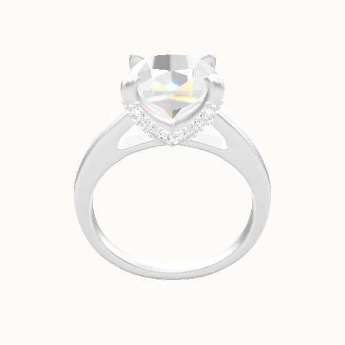Cathedral Engagement Ring With Double Pave V Prong Head