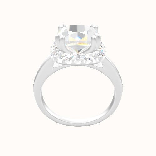 Cathedral Engagement Ring With Halo with Double Prong Head
