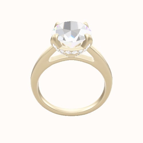 Cathedral Engagement Ring With Pave Basket Head