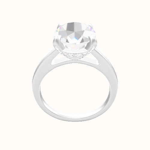 Cathedral Engagement Ring With Pave Basket Head