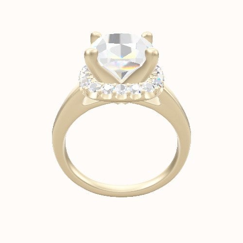 Cathedral Engagement Ring With V Prong Halo Head