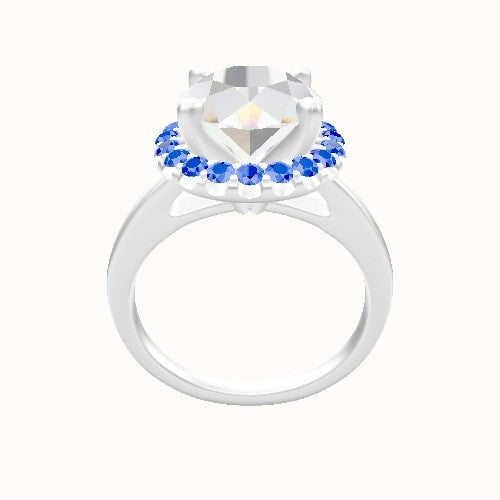Cathedral Engagement Ring With V Prong Halo Head