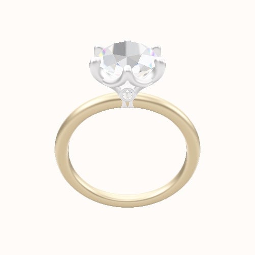 Classic Solitaire Engagement Ring With Crown Six Prong w. accent Diamond Head