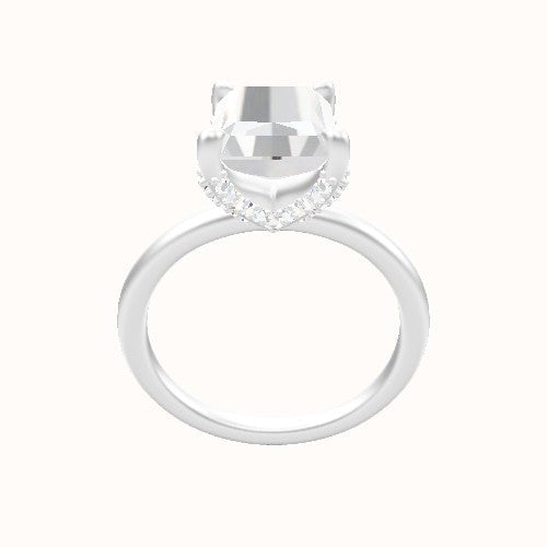 Classic Solitaire Engagement Ring With Double Pave V Prong Head