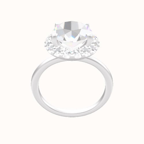 Classic Solitaire Engagement Ring With Halo Head