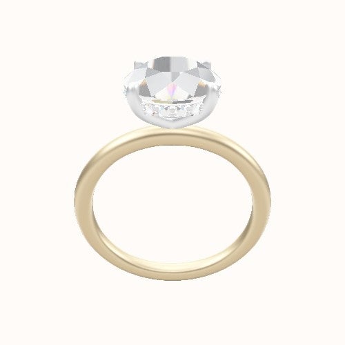 Classic Solitaire Engagement Ring With Low Set Pave  Hidden Halo Head