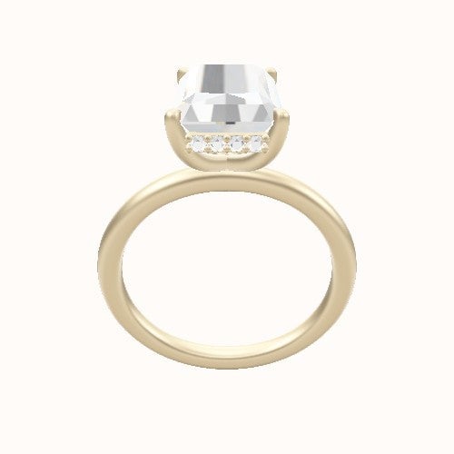 Classic Solitaire Engagement Ring With Low Set Pave  Hidden Halo Head