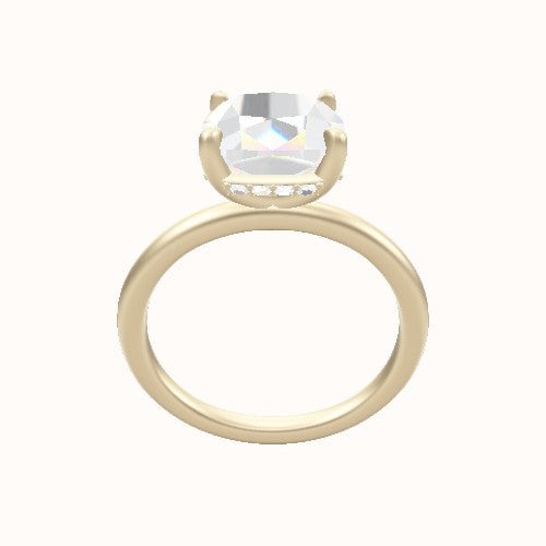 Classic Solitaire Engagement Ring With Low Set Pave  Hidden Halo Head