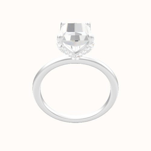 Classic Solitaire Engagement Ring With Pave Petal Four Prong Head