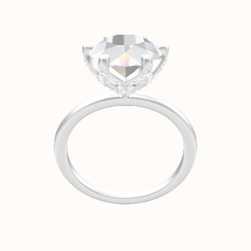 Classic Solitaire Engagement Ring With Pave Petal Six Prong Head