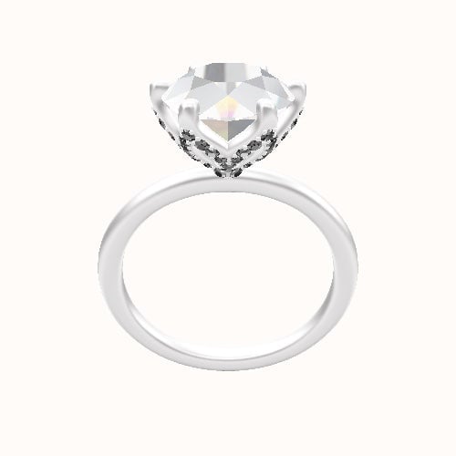 Classic Solitaire Engagement Ring With Pave Petal Six Prong Head